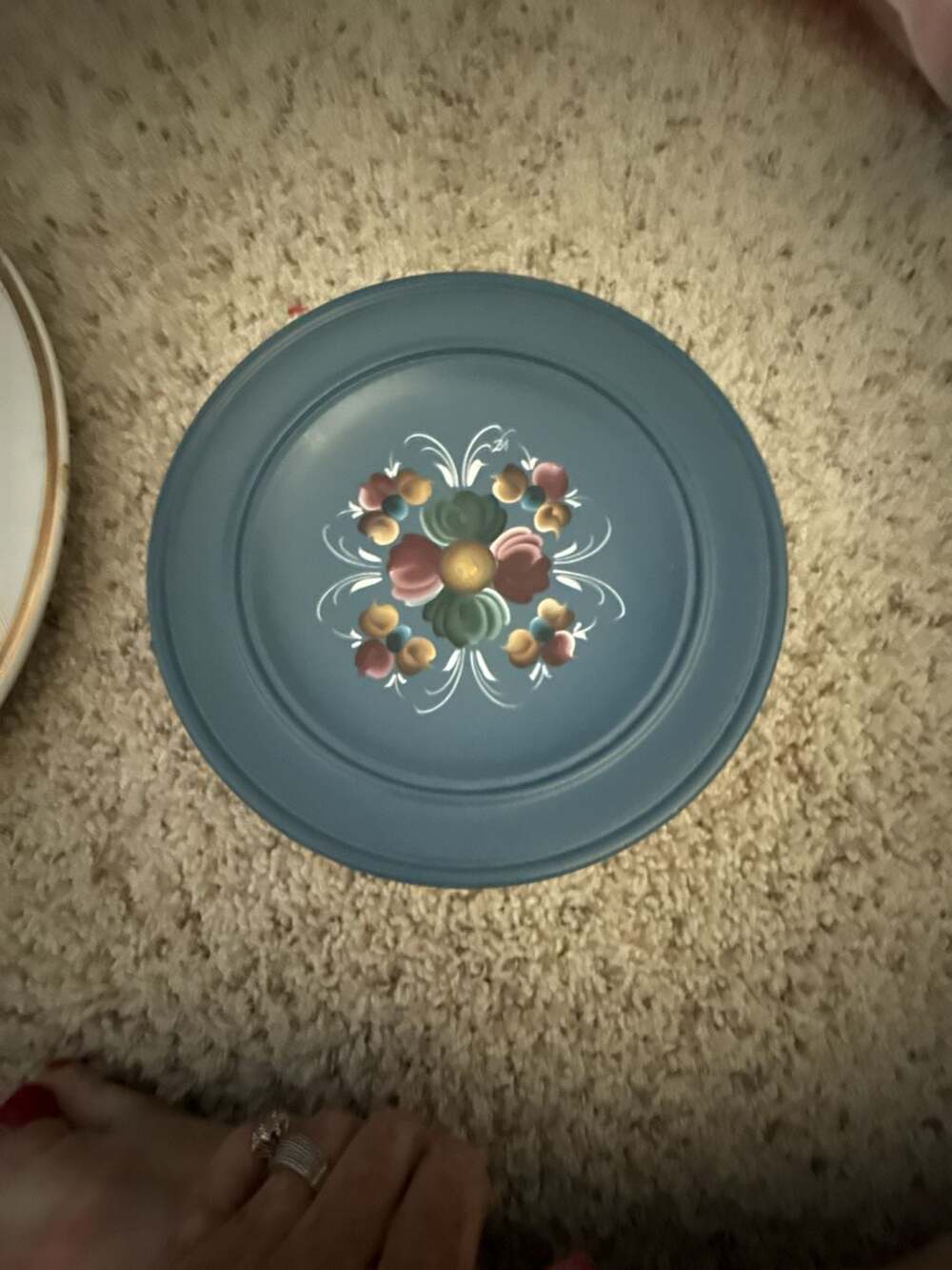 Vintage Norwegian Rosemaling Hand-Painted Decorative Wooden Plate